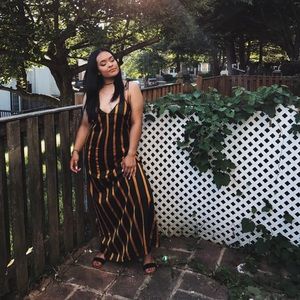 Striped Maxi Silk Dress